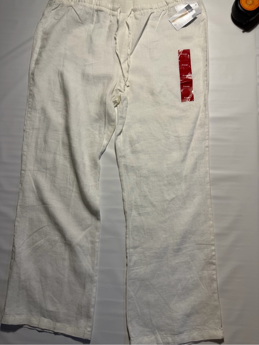 Ellen Tracy Company white linen pants new with tags size x large